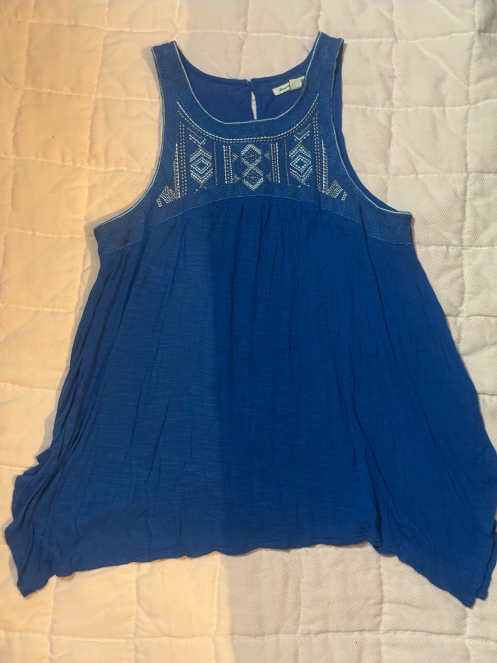 American Eagle Outfitters Royal Blue Embroidered Swing Tank